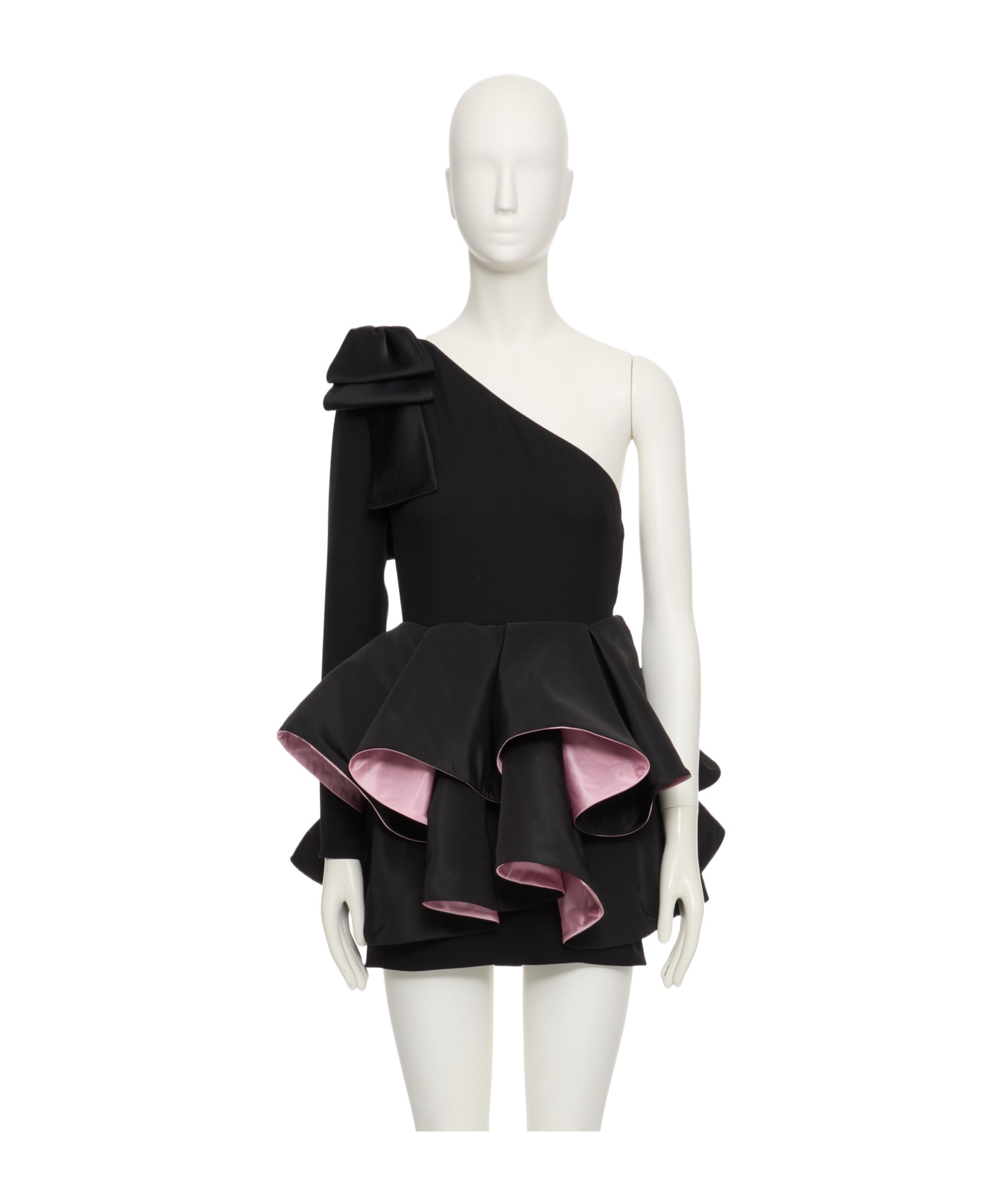 Valentino One Sleeve Dress In Black