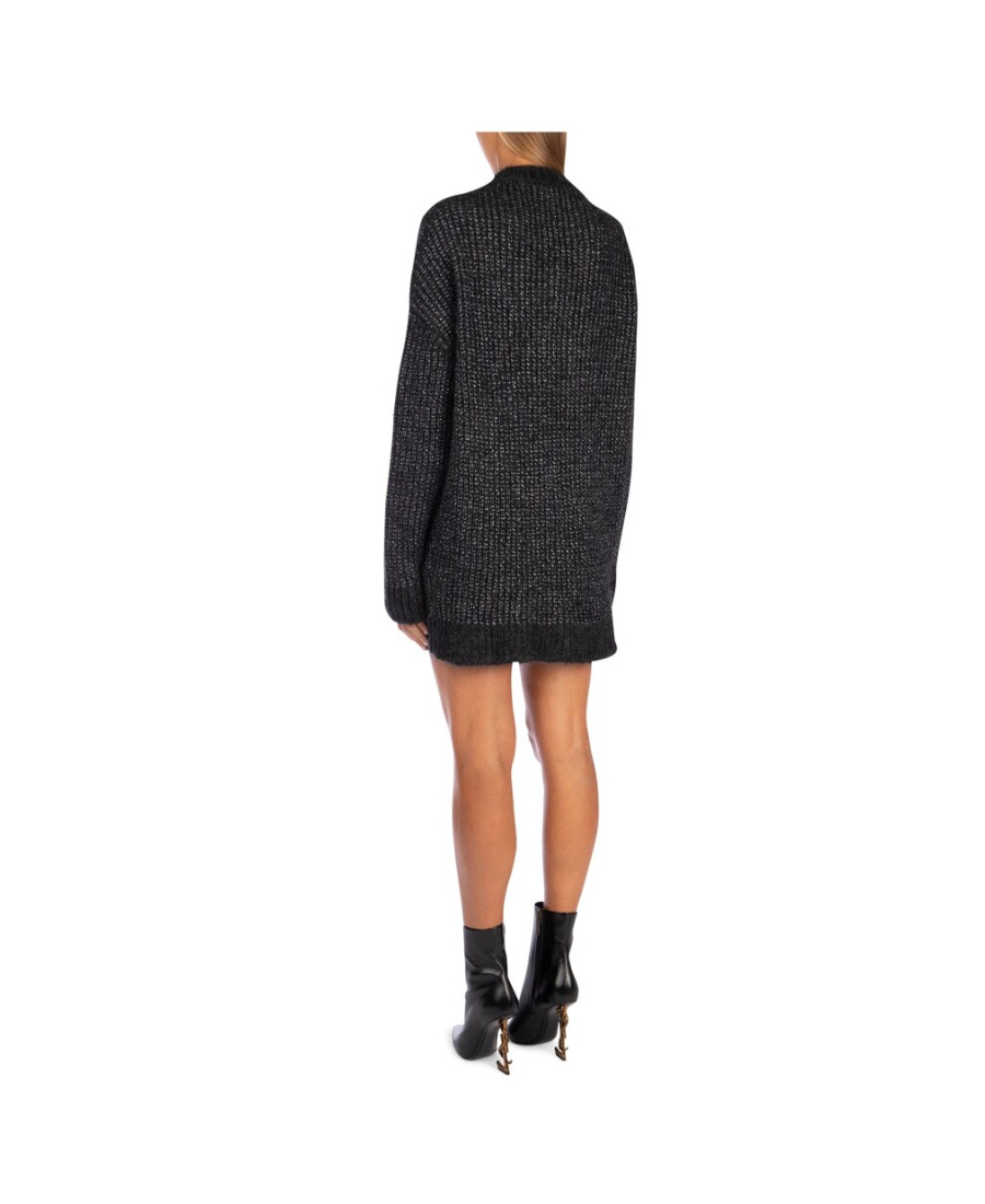 Saint Laurent Metallic Loose-knit Jumper In Black