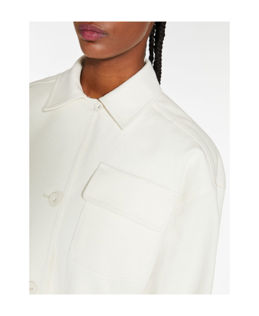Max Mara Long Sleeve Jacket With Collared Neck And Pockets In White