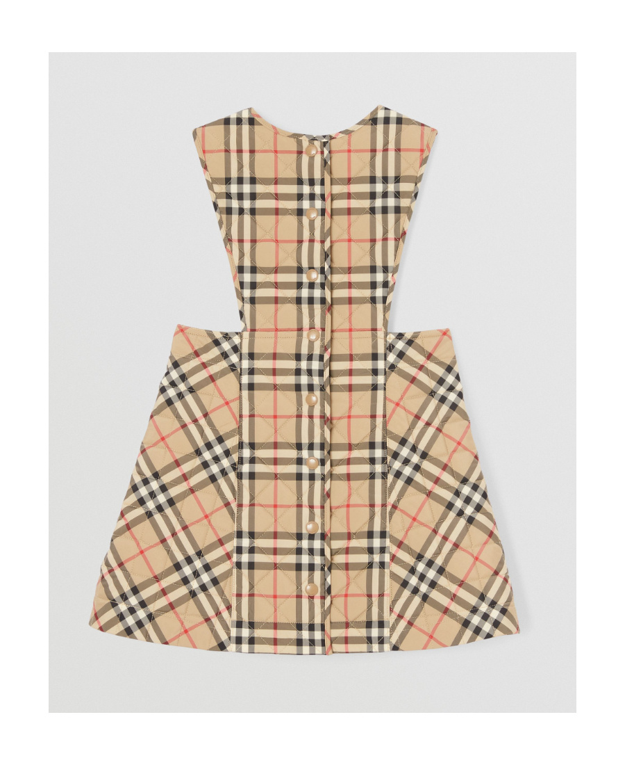 Shop Burberry Check-print Quilted Pinafore Dress In Nude