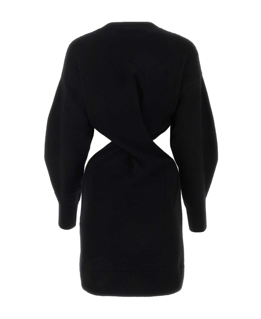 Alexander Mcqueen Mini Wool Twisted Dress In Black