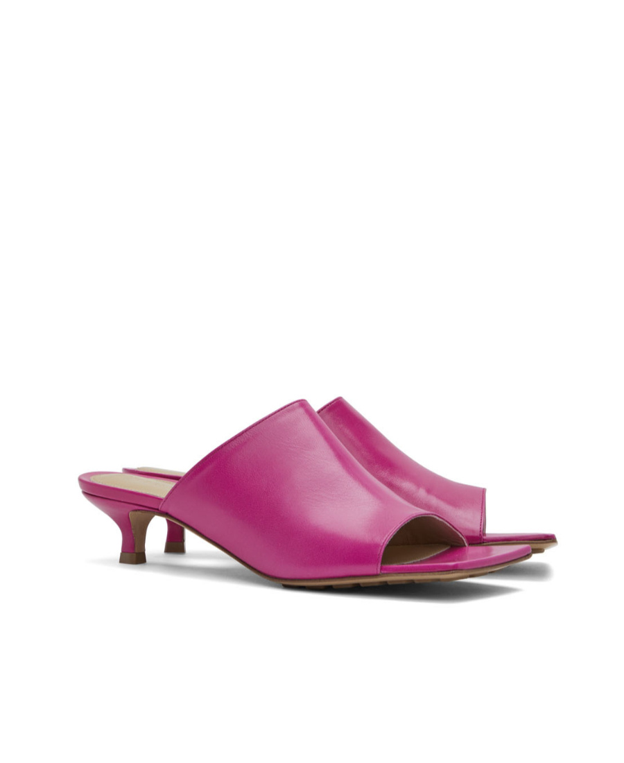 Bottega Veneta Leather 35mm Kitten Heel Stretch Mules In Pink