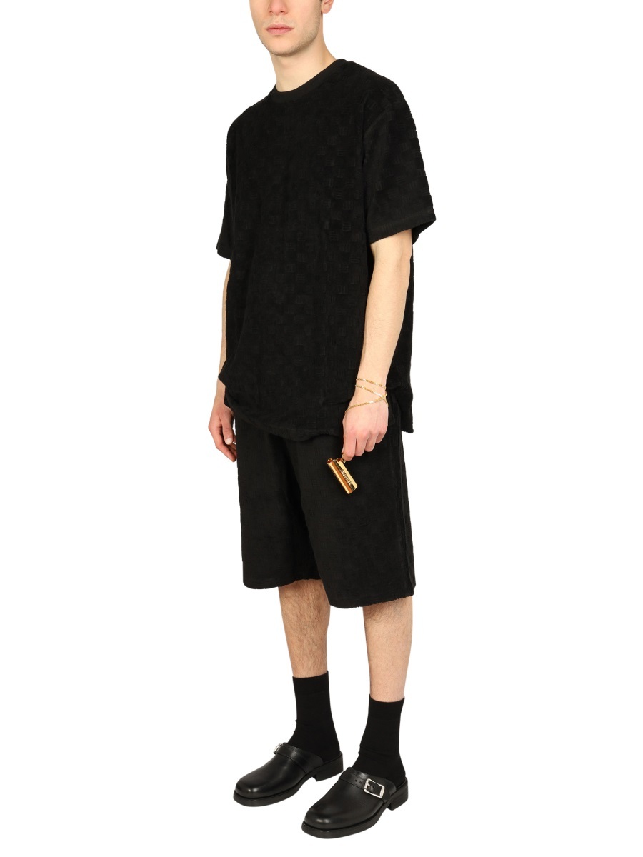 Ambush Monogram Towelling-finish Track Shorts In Black