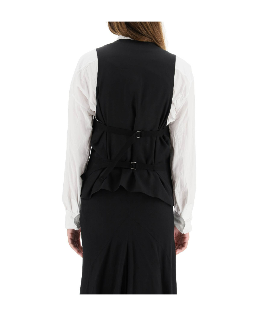 Ann Demeulemeester Sleeveless Waistcoat With V-neckline And Lace Detailing In Black