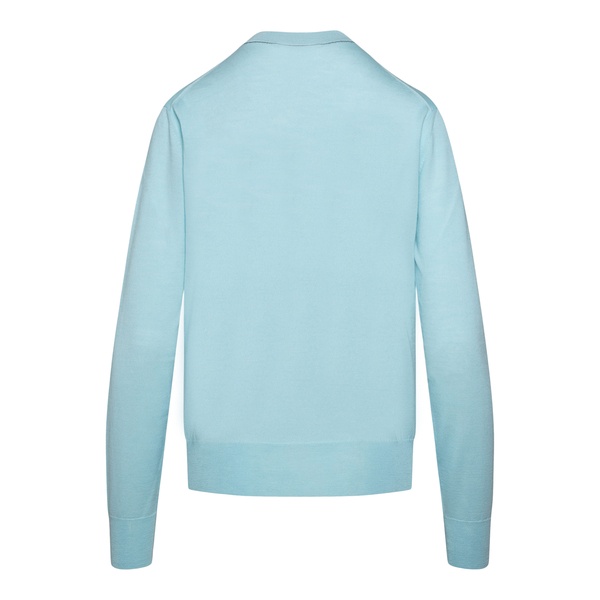 Bottega Veneta Crew Neck Wool Jumper In Blue