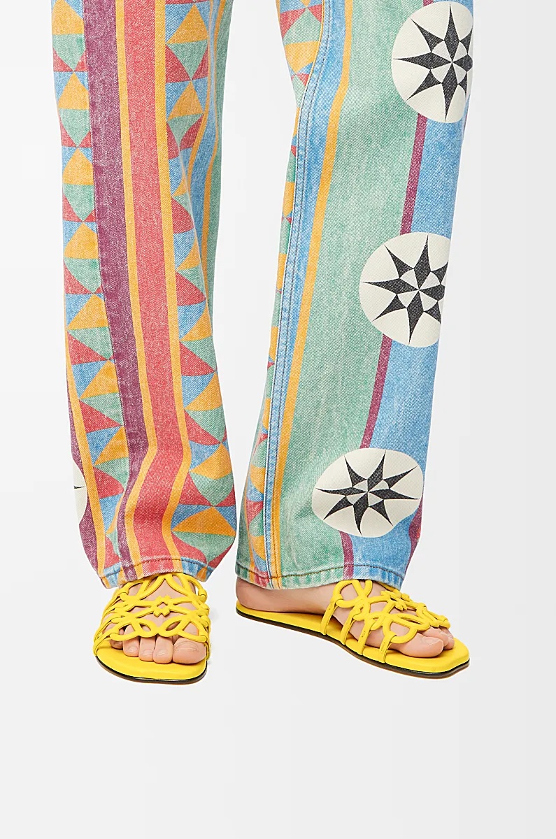 Loewe Petal Anagram Slide In Soft Calfskin In Yellow