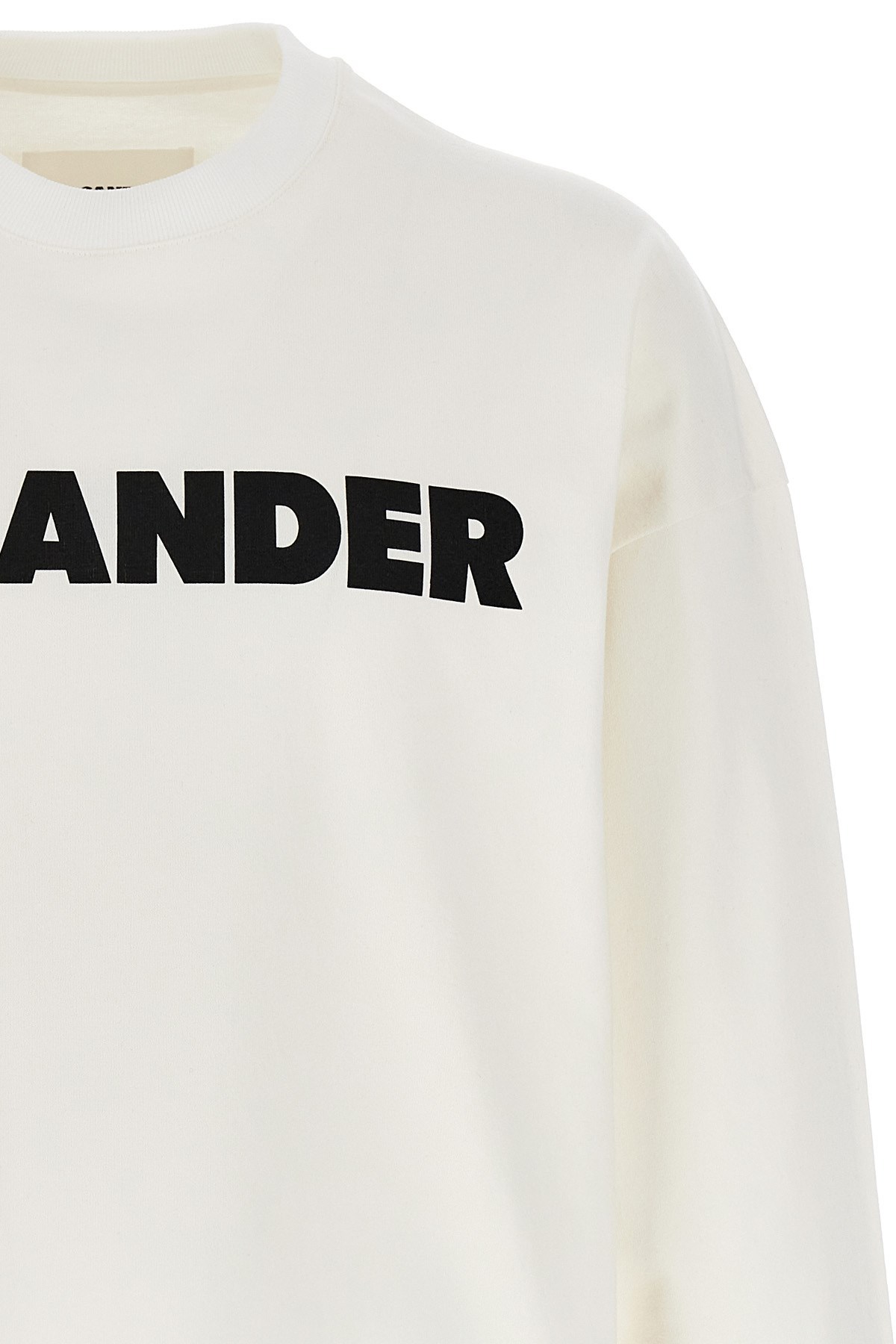 Jil Sander Men White Crewneck Sweatshirt With Contrasting Logo Print At The Front In Cotton Man In White