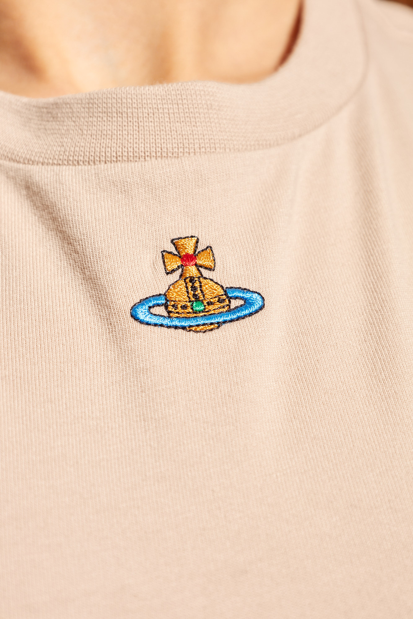 Shop Vivienne Westwood Orb-embroidered Cotton T-shirt In Nude