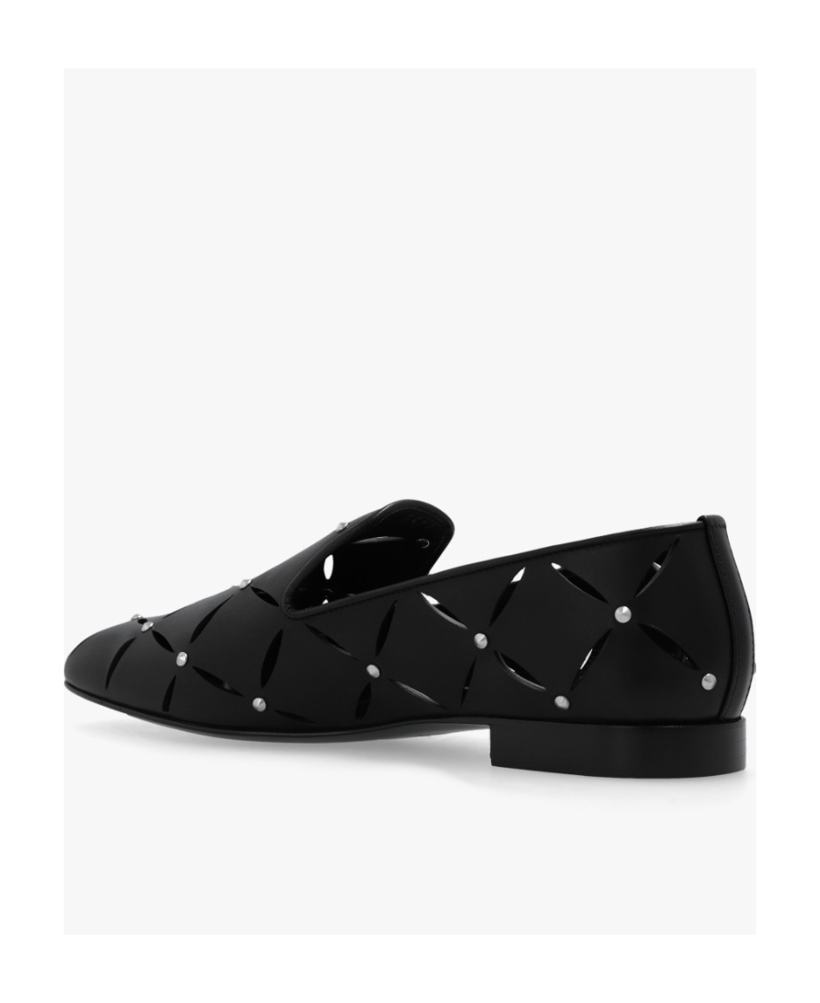 Versace Black Perforated Slippers In Black