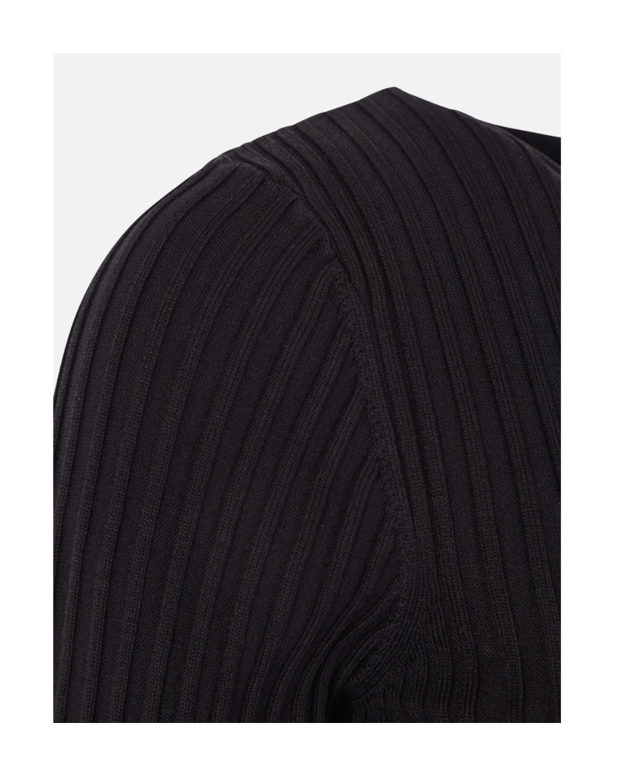 Shop Ganni Black Melange Knit Fringe Mini Dress
