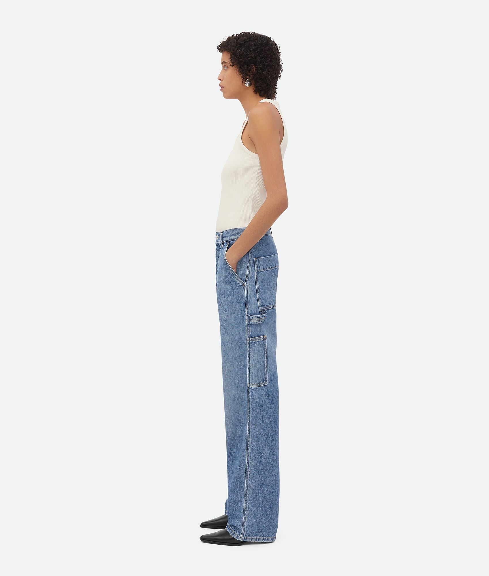 Bottega Veneta Vintage Wash Cargo Denim In Blue