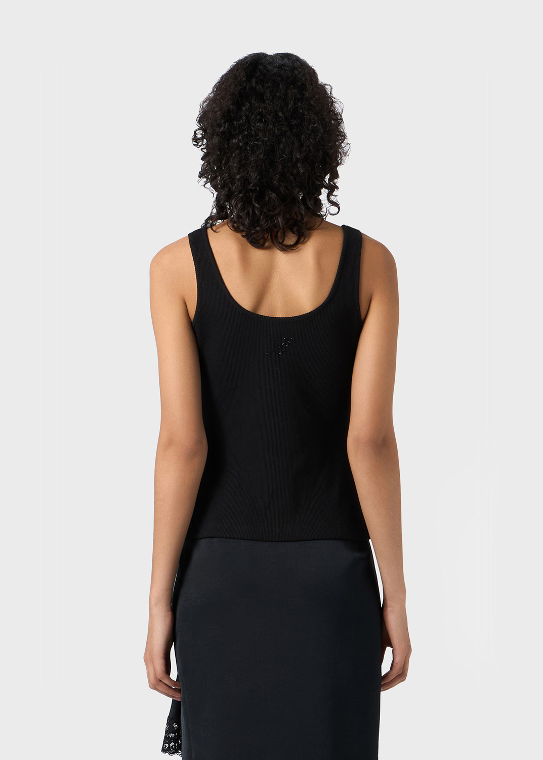 Blumarine Rib Knit Tank Top In Black