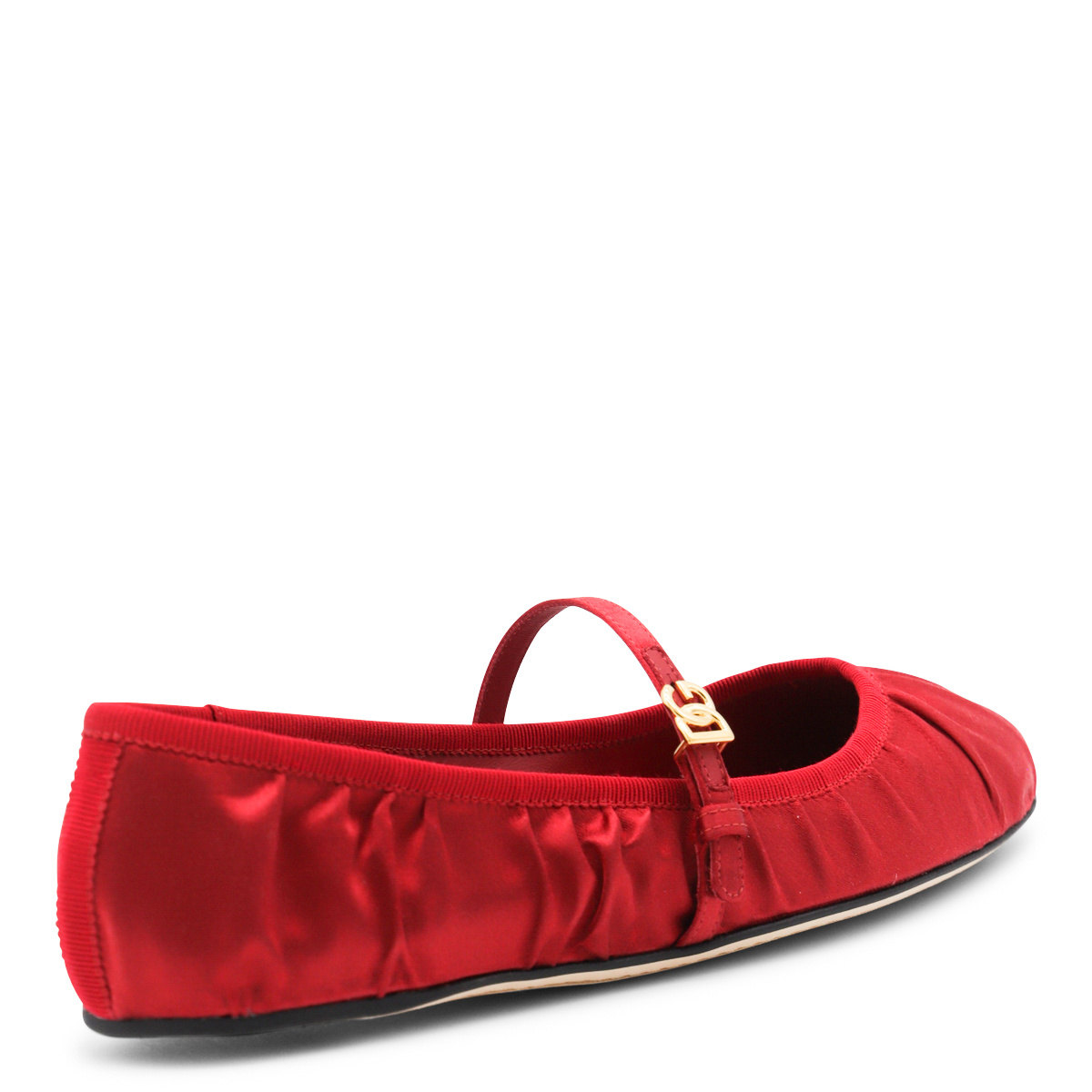 Dolce & Gabbana Nappa Leather Ballet Flats With Logo Buckle In Red