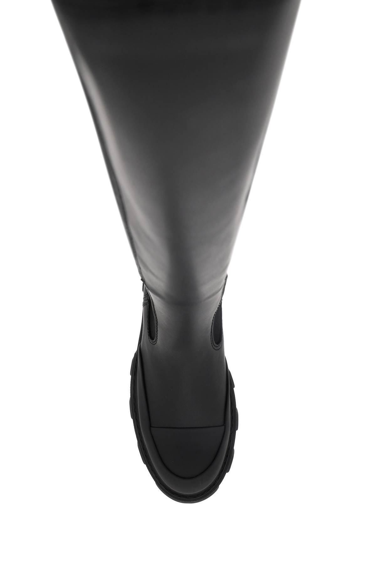 Ganni Black Knee-high Chelsea Boots - Size 41 Calf Leather In Black