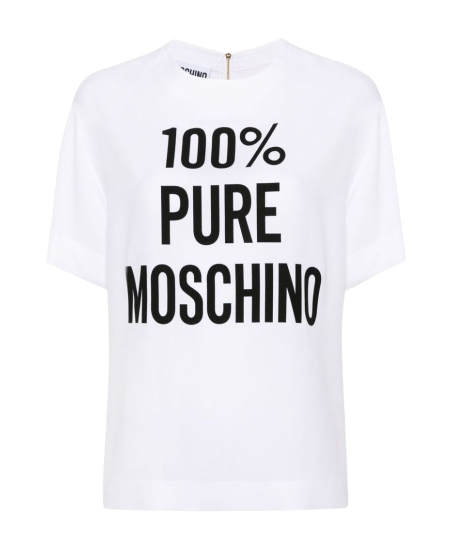 Moschino Viscose Envers Satin Logo T-shirt In White