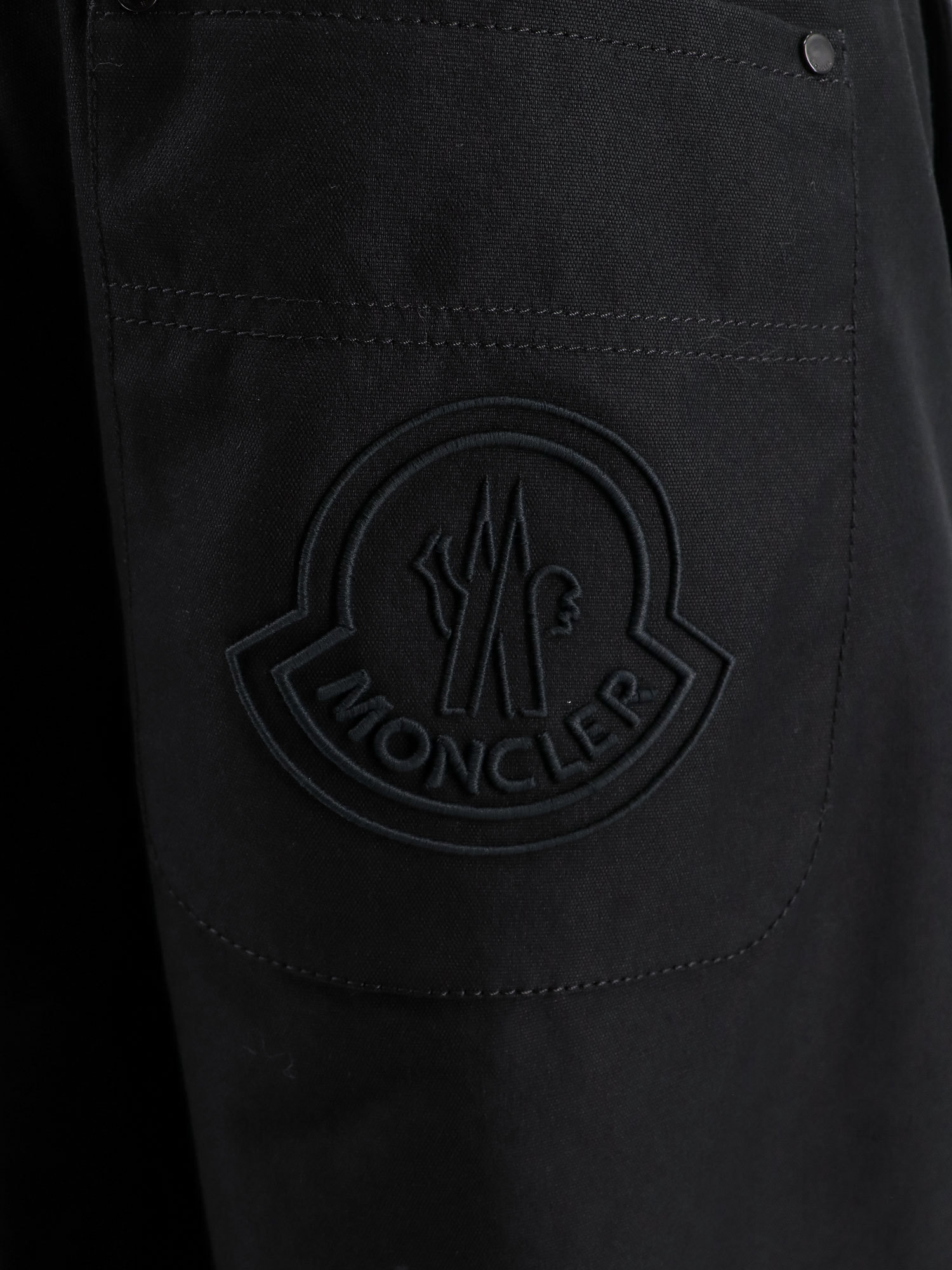 Moncler Embroidered-logo Trousers In Black