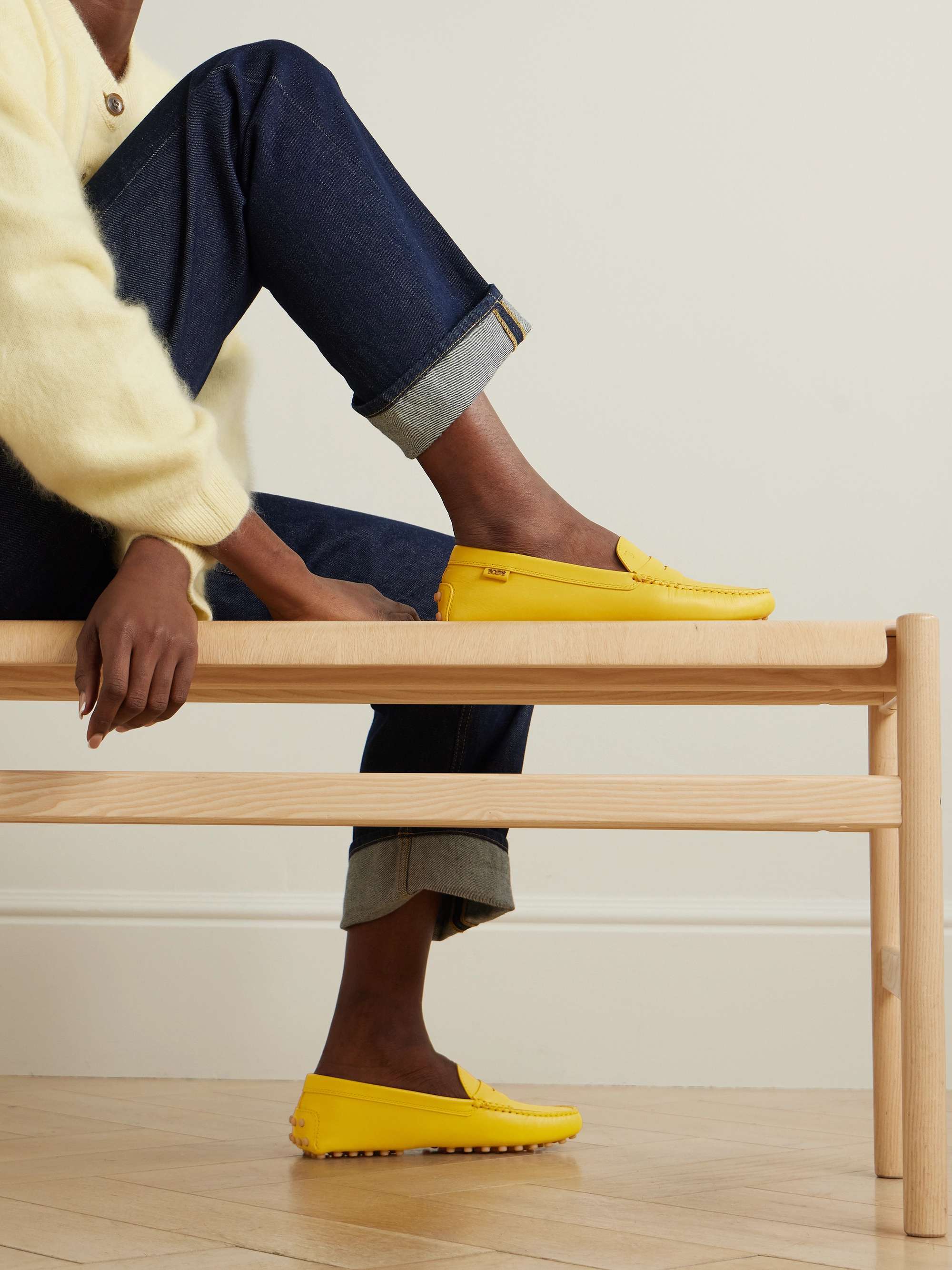 Tod's Gommino Leather Loafers In Yellow