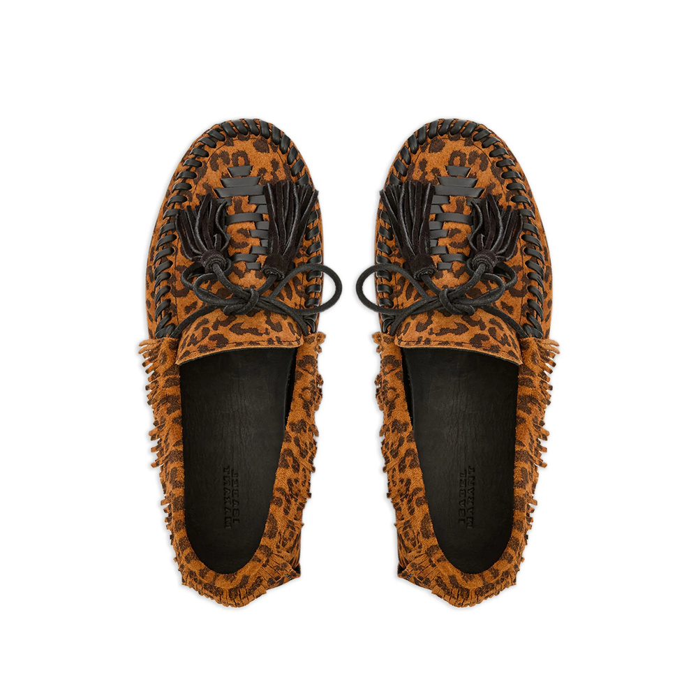 Isabel Marant Fitza Fringed Leather-trimmed Leopard-print Suede Loafers In Animal Print