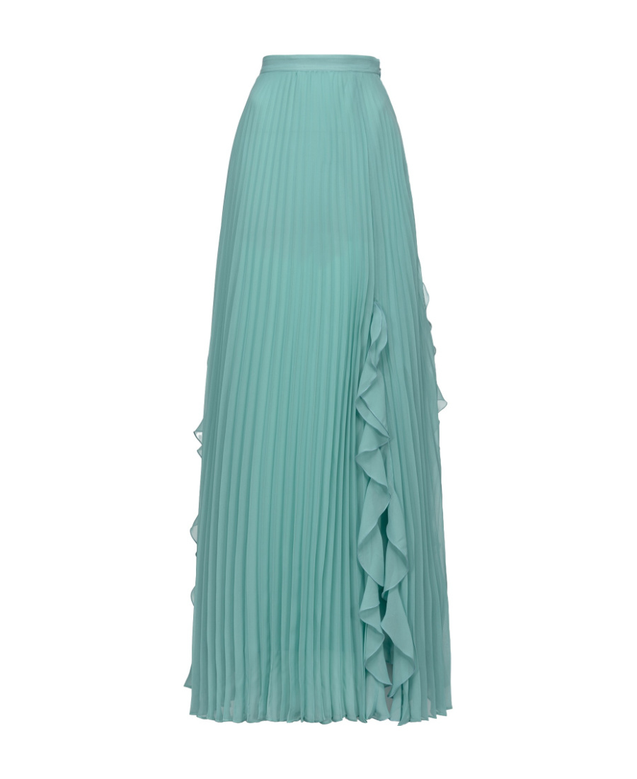 Shop Pinko Ruffle-detail Pleated Maxi Skirt In Green