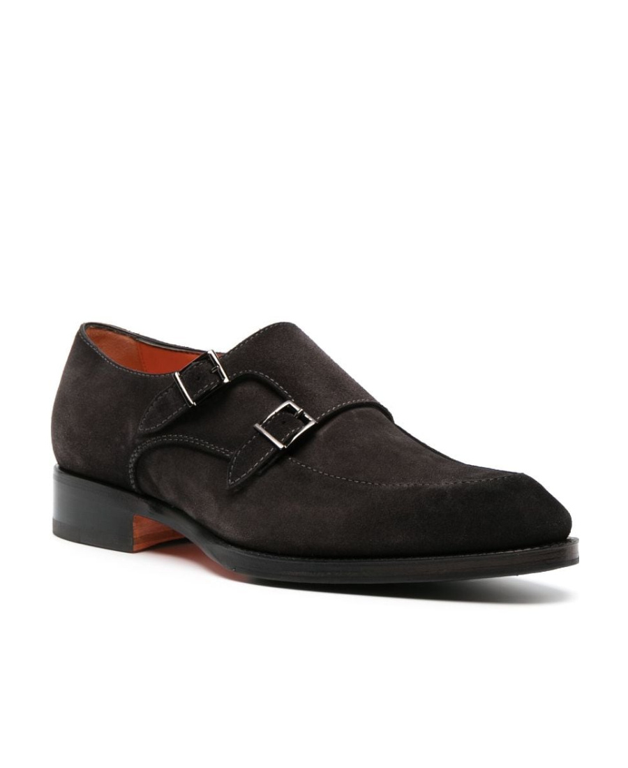 Santoni Man Loafers Cocoa Size 8 Soft Leather In Black