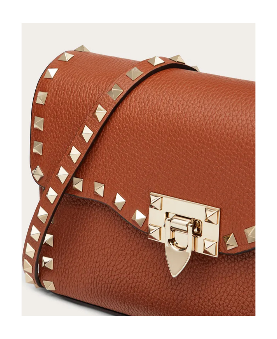 Valentino Small Rockstud Crossbody Bag In Brown