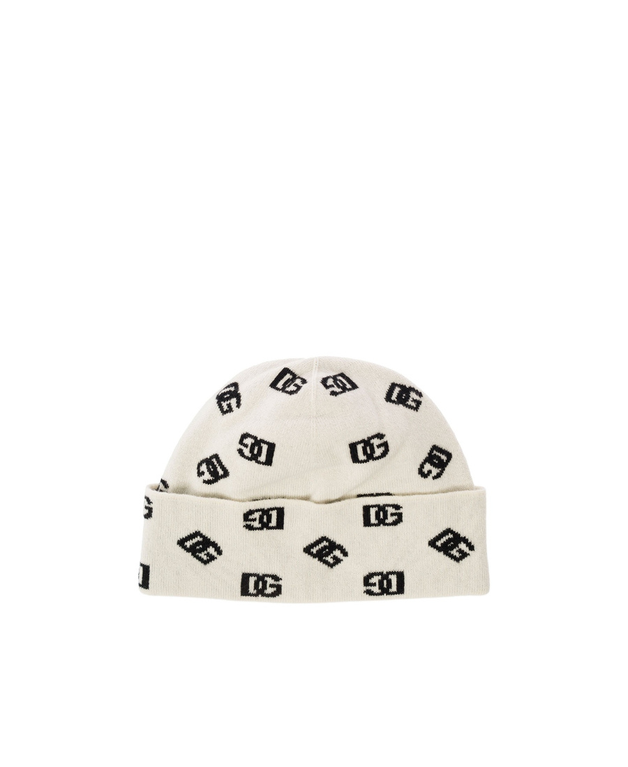 Dolce & Gabbana Dg Intarsia-knit Beanie In White