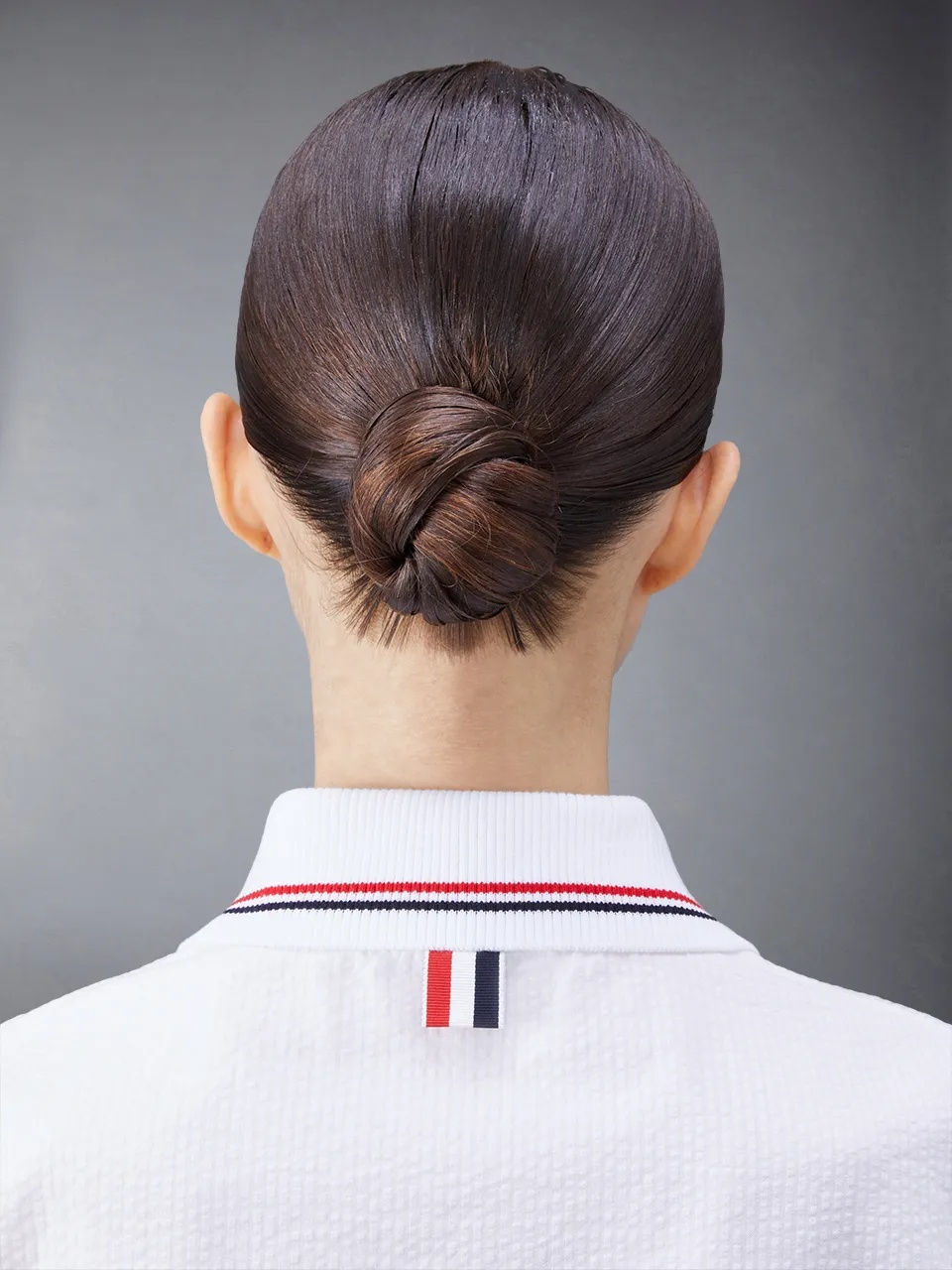 Thom Browne Striped Collar Embroidery Polo Shirt In White