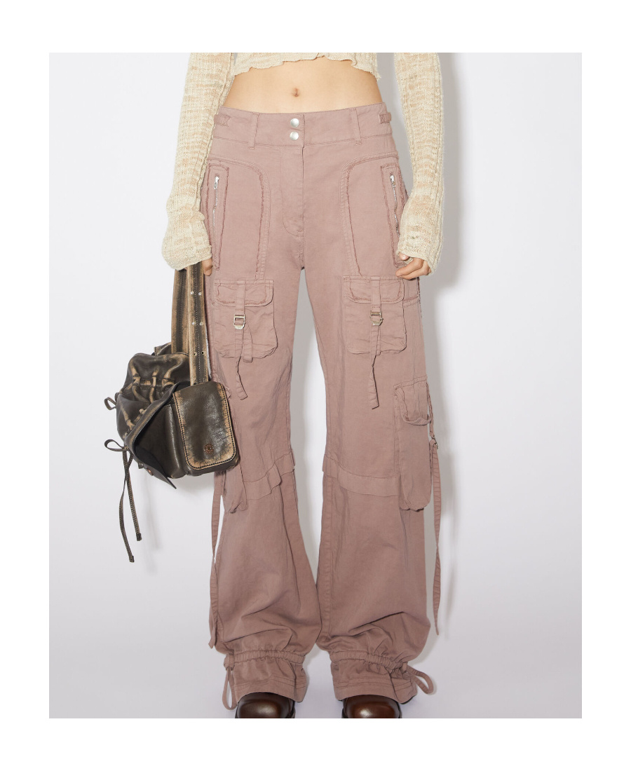Acne Studios Wide-leg Cargo Trousers In Nude