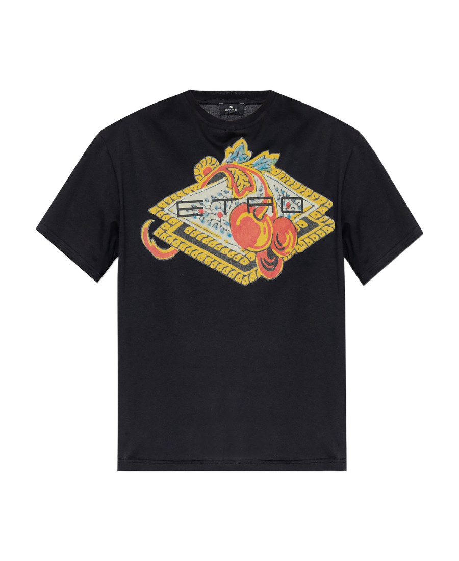 Etro T-shirt With Round Neck And Short Sleeves In Black