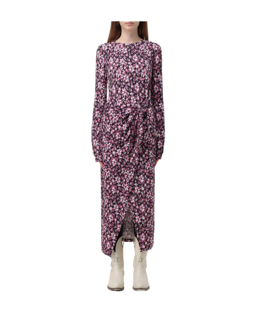 Shop Isabel Marant Étoile Lisy Graphic-printed Knot Detailed Midi Dress In Multicolor