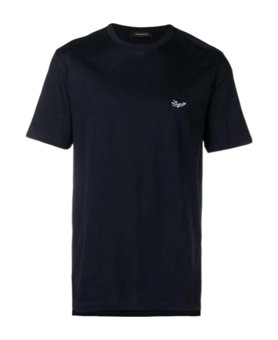 Shop Zegna T-shirt With Round Neck And Short Sleeves In Black