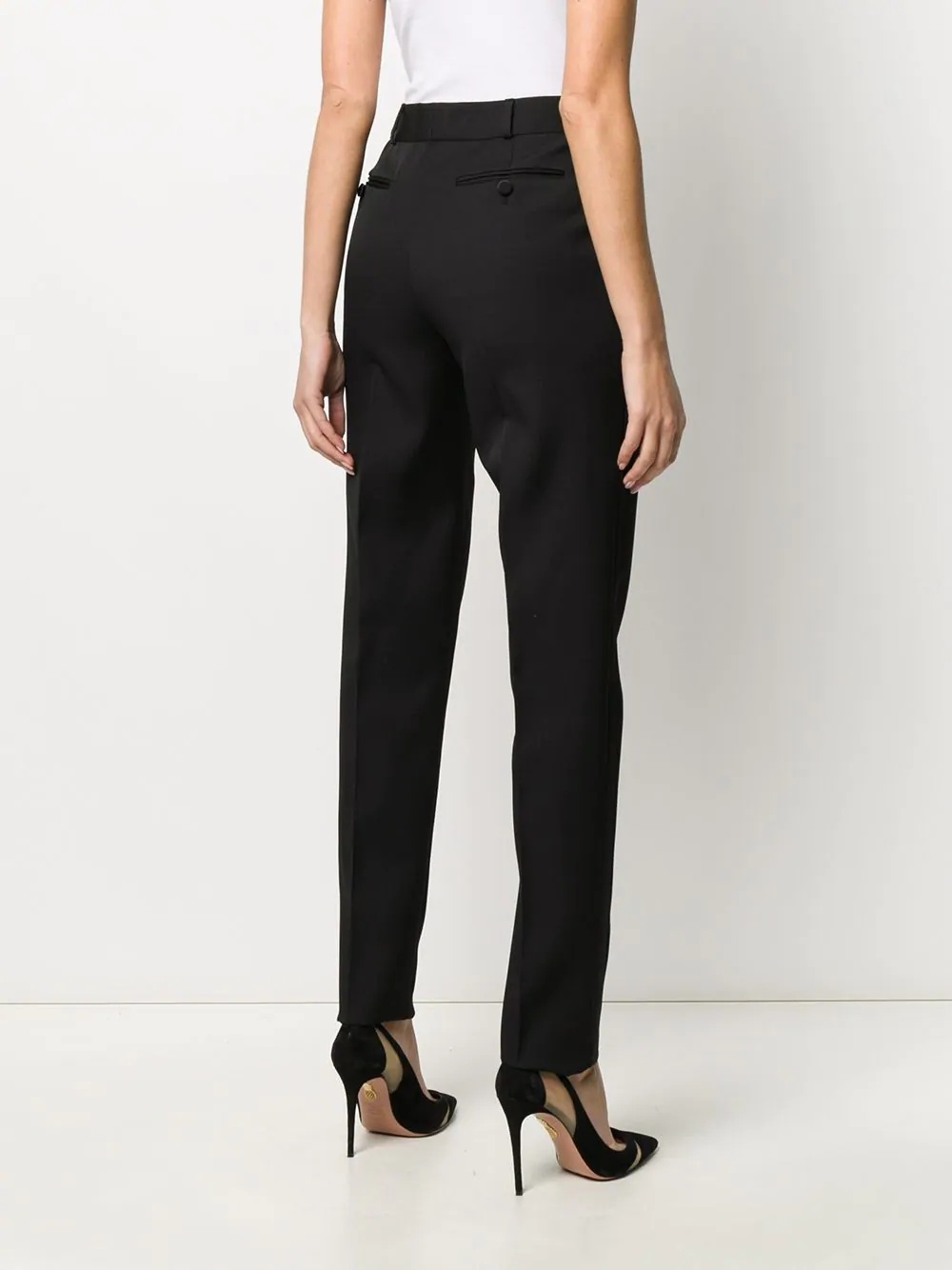 Saint Laurent Pleated Grain De Poudre Wool Straight-leg Pants In Black