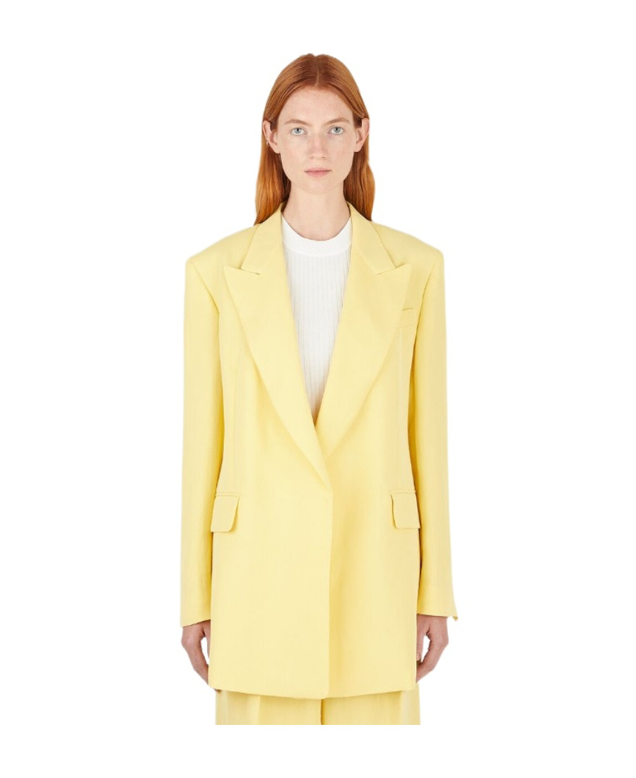 Sportmax Oversized Concealed Fastened Blazer In Yellow