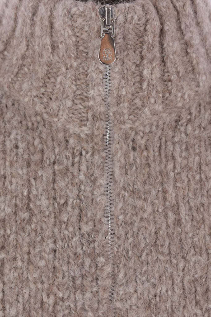 Brunello Cucinelli High Neck Zipped Cardigan In Brown