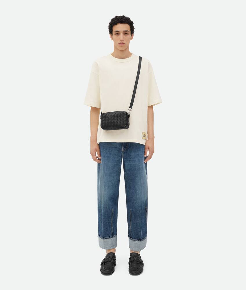 Bottega Veneta Mini Intrecciato Messenger Bag In Black