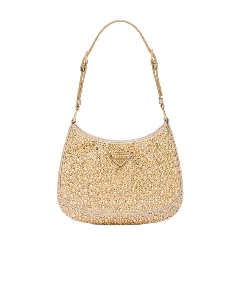 Prada Cleo Satin Bag With Crystals In Yellow