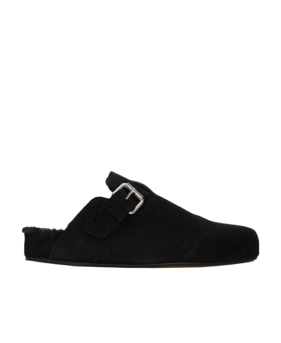 Isabel Marant Logo Wool Muller Shoes In Black