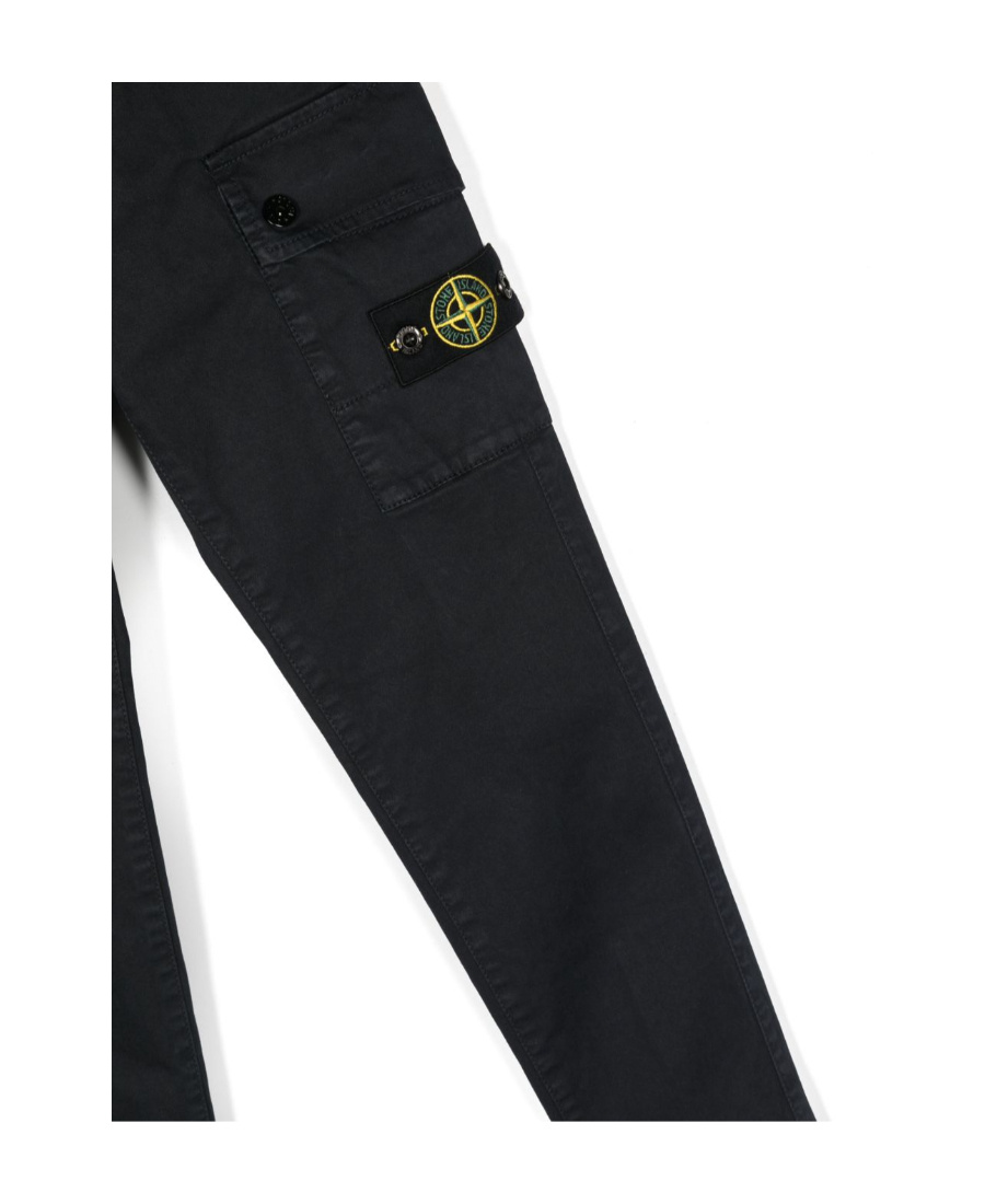 Stone Island Compass-badge Slim-fit Cargo Trousers In Blue