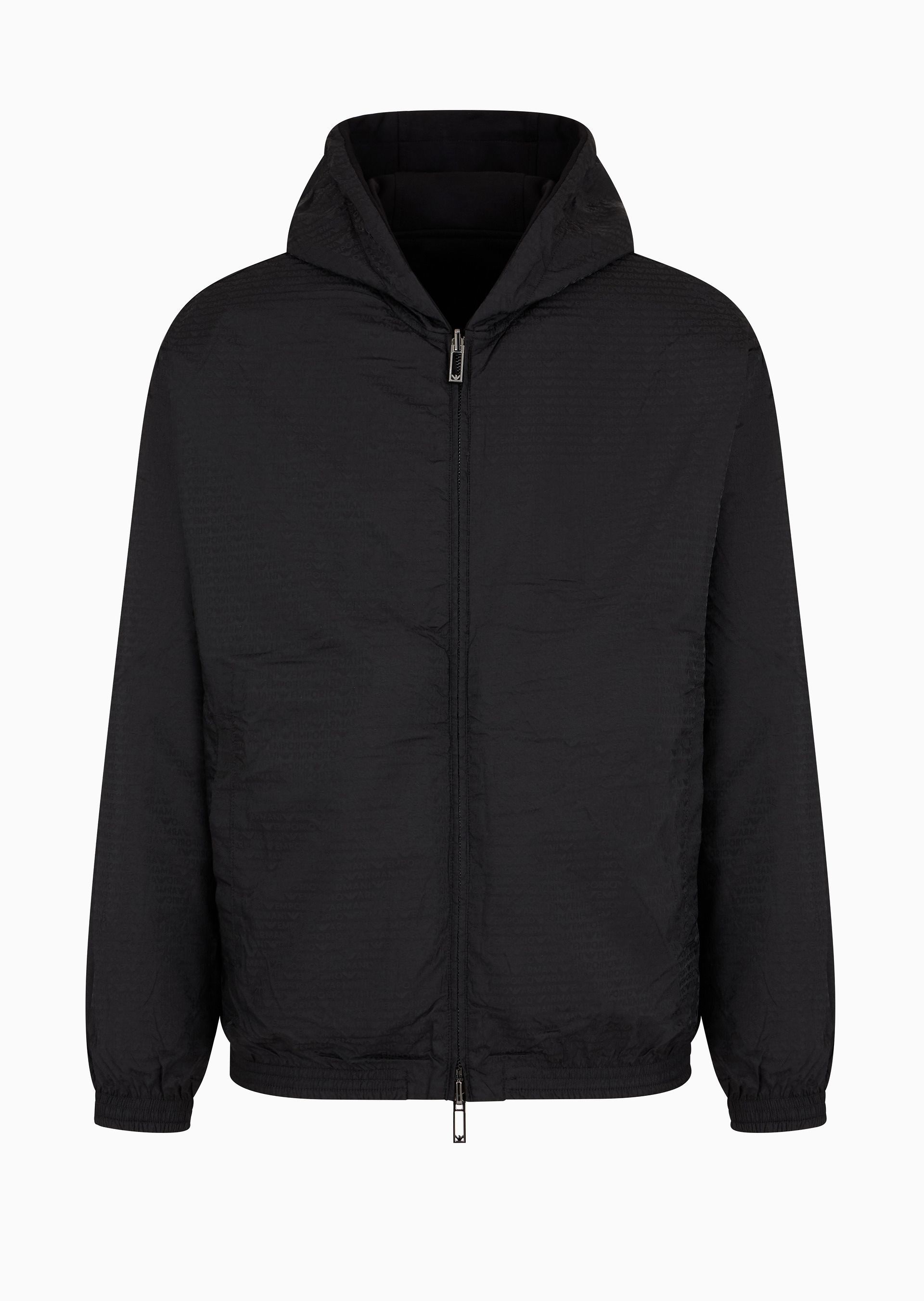 Emporio Armani Reversible Zipped Drawstring Hoodie In Black