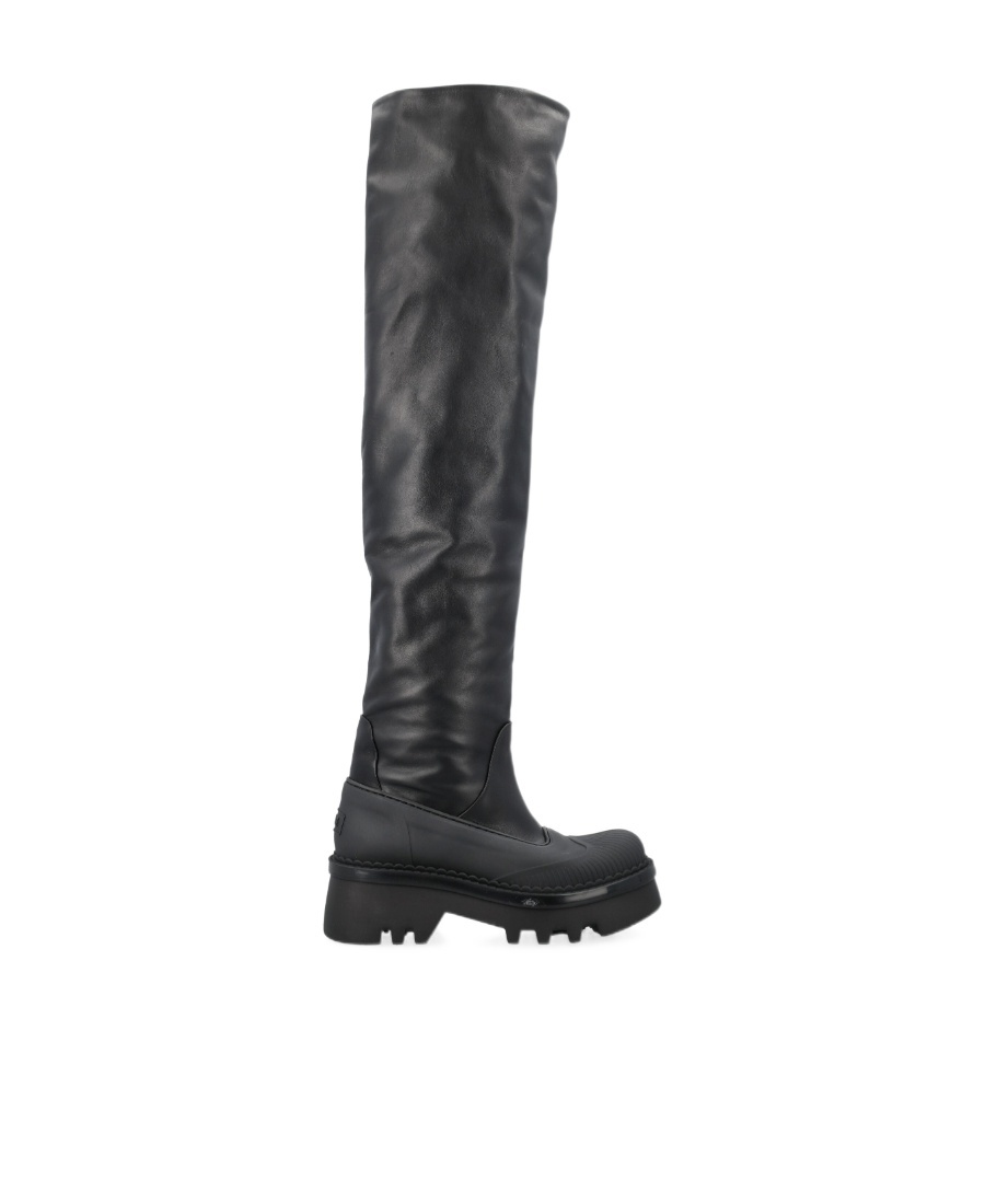 Chloé Leather Knee-high Boots With Tank Sole In Black