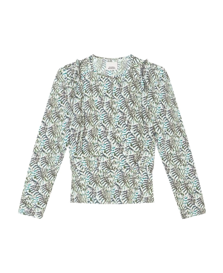 Isabel Marant Long-sleeved Printed Shirt In Gray