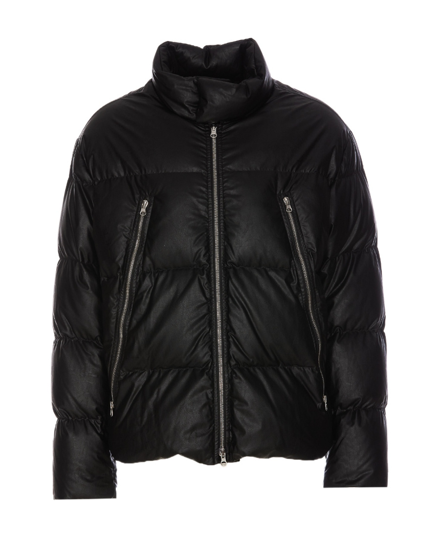 Mm6 Maison Margiela Zipper Long-sleeved Down Jacket In Black