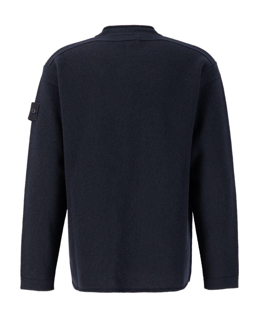 Stone Island Organic Cotton Crew Neck Long Sleeve Top In Blue