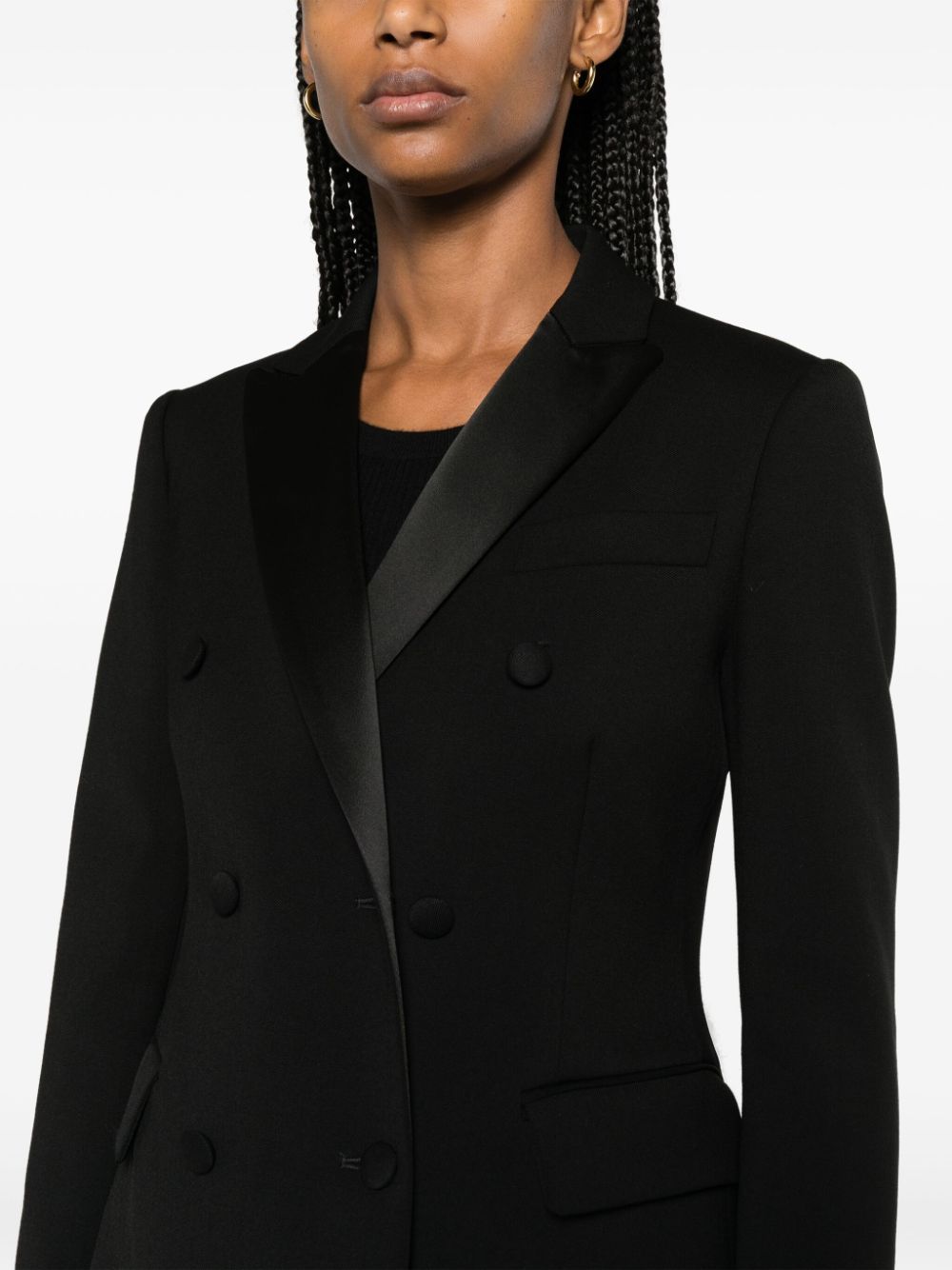 P.a.r.o.s.h . Black Double-breasted Jacket With Peak Revers In Fabric