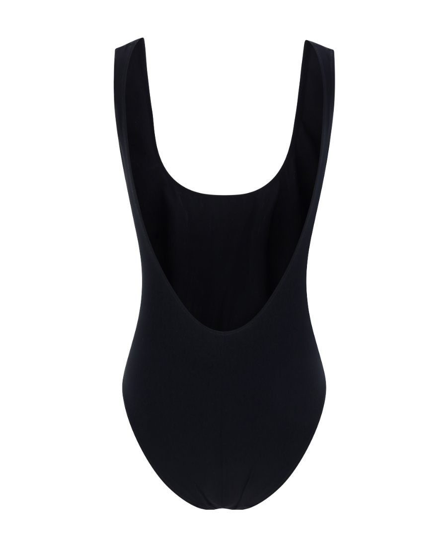 Dolce & Gabbana Logo-plaque Scoop-neck Swimsuit In Black