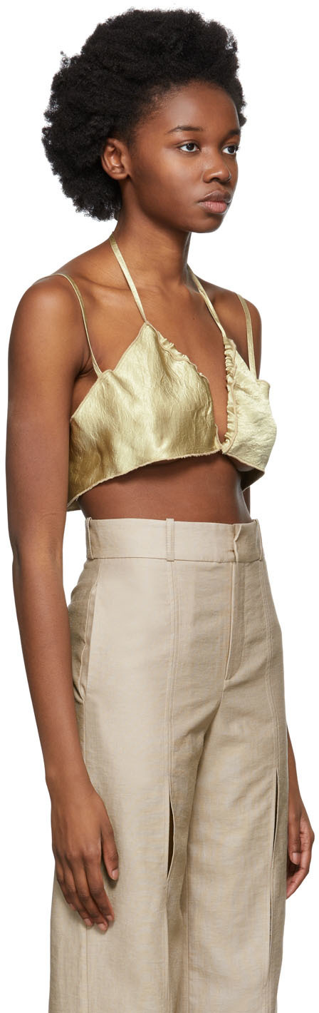 Yuzefi Ssense Exclusive Green Curly Bra Camisole In Nude