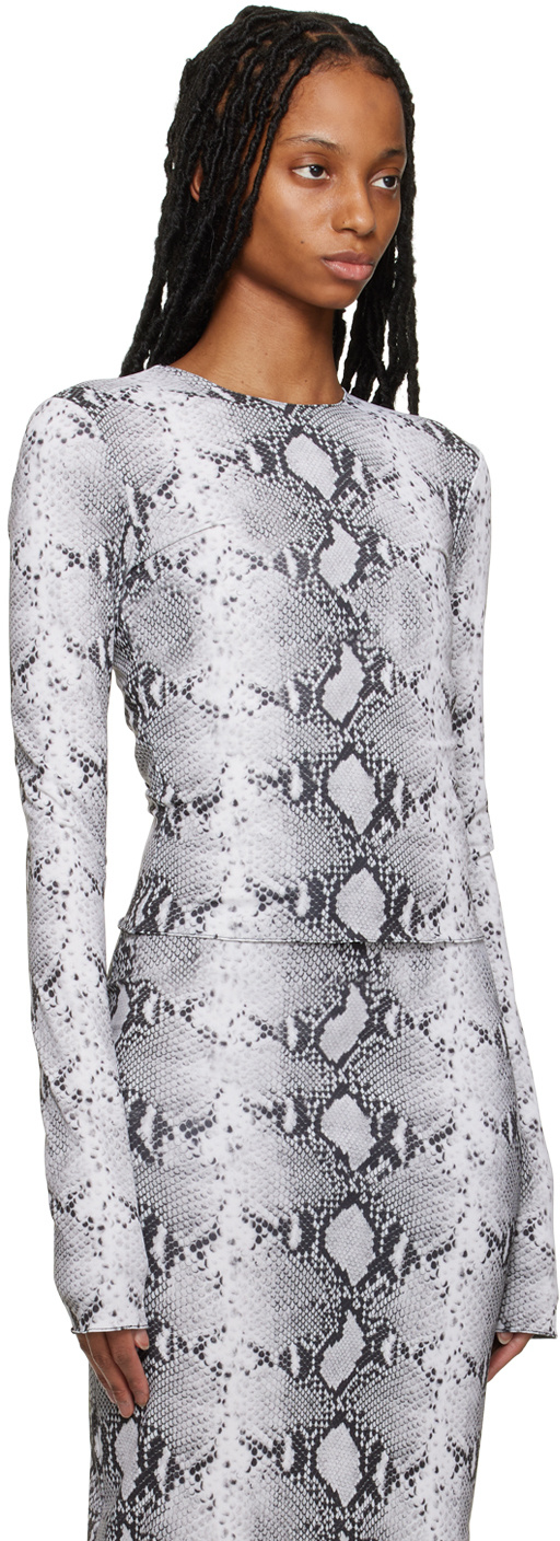 16arlington Pattern Long-sleeved Blouse In Gray