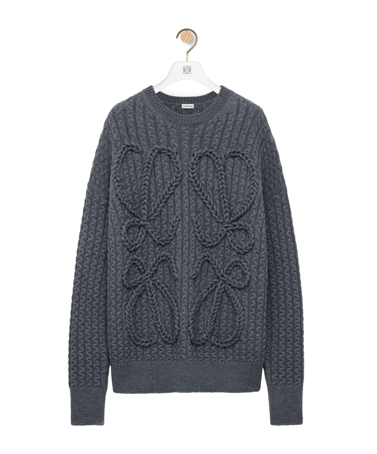 Loewe Anagram-motif Wool Jumper In Gray