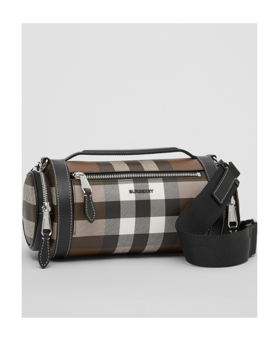 Burberry Exaggerated Check-print Leather Messenger Bag In Black