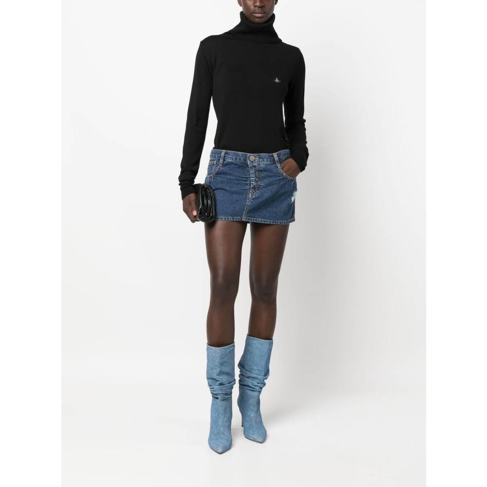 Vivienne Westwood Mini Logo-embroidered Jeans Skirt In Blue